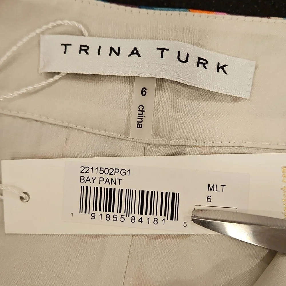 💕TRINA TURK💕 Bay Pant ~ Brookhaven Blocks Satin Georgette 6 NWT - Picture 16 of 16